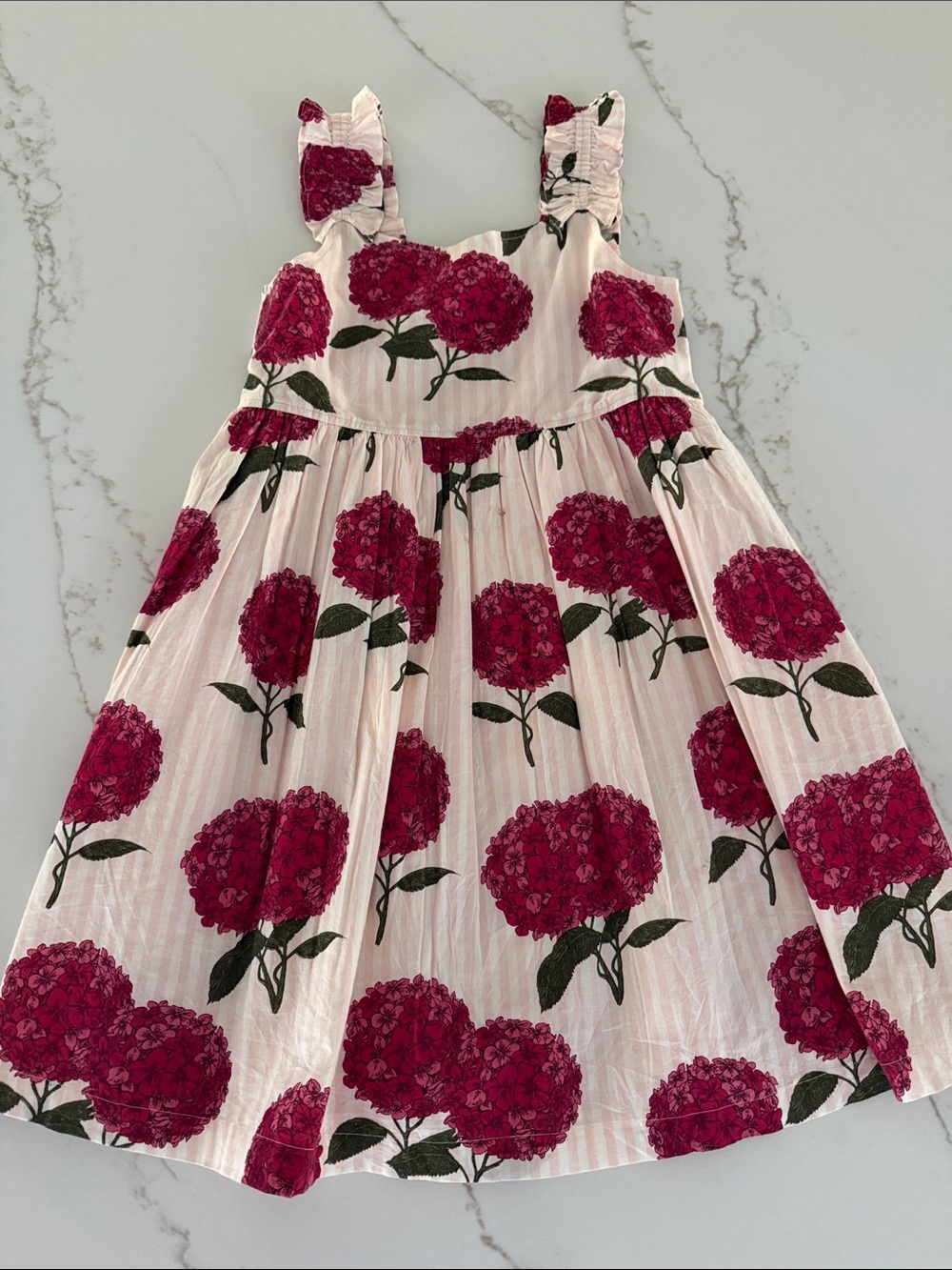 Pink Chicken Pink Hydrangea Ruffle Strap Sundress